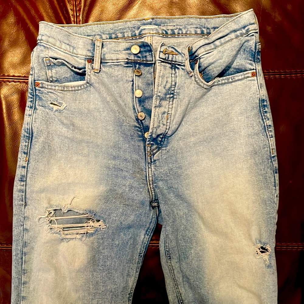 Old Navy Sky-Hi Straight; size 10; with holes and button fly